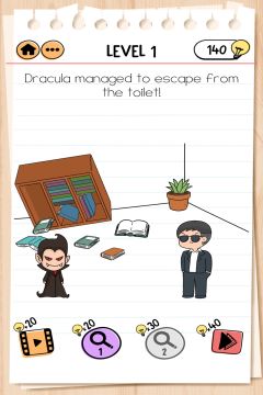 Brain Test 2 Smith and Joe 2 Level 1 Dracula managed to escape from the  toilet!